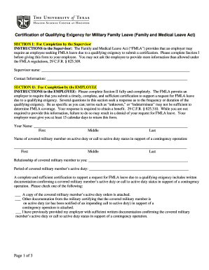 FMLA Certification of Qualifying Exigency