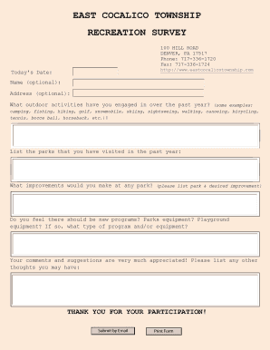 East Cocalico Township Recreation Survey