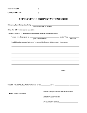 Affidavit of Property Ownership