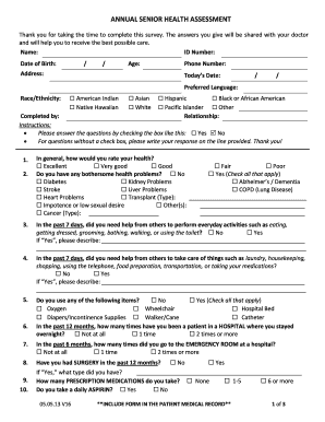 Annual Senior Health Assessment Form