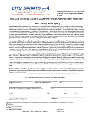 City Sports on 4 Liability Waiver