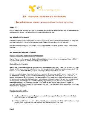 FTP Access Agreement and Disclaimer