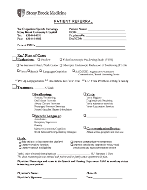 Patient Referral Form for Speech Pathology