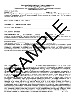California First Home Mortgage Program Affidavit