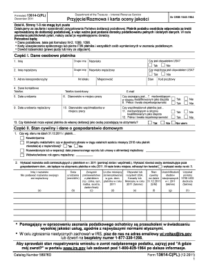IRS Form 13614-C(PL) Tax Interview and Quality Review