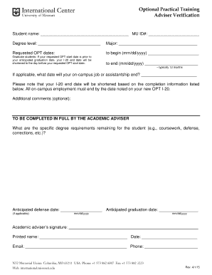 OPT Adviser Verification Form