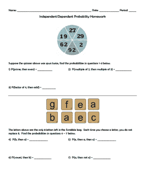 Independent/Dependent Probability Homework