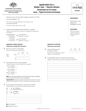 Australia Tourist Visa Application Form 1419