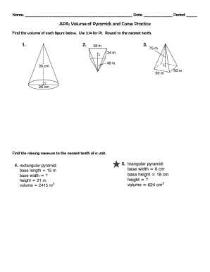 Volume of Pyramids and Cones Practice Worksheet