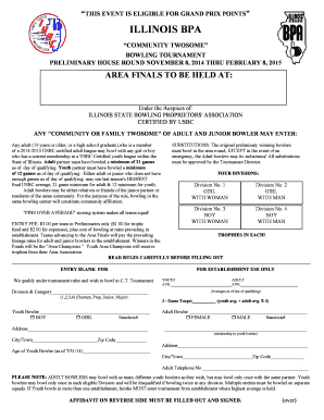 Illinois Community Twosome Bowling Tournament Entry Form