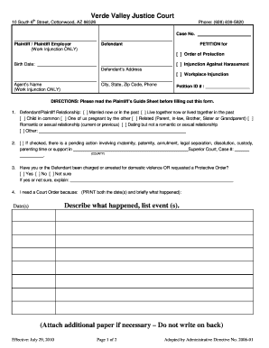 Arizona Work Injunction Petition