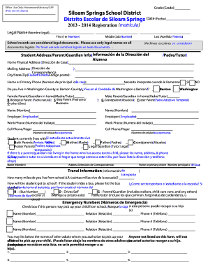 Siloam Springs School District Registration Form
