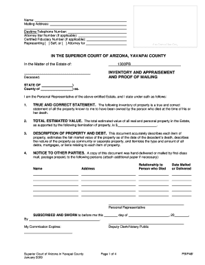 Arizona Inventory and Appraisement Form
