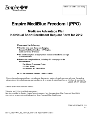 Empire MediBlue Freedom I PPO Enrollment Form