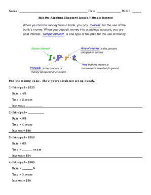 Simple Interest Worksheet
