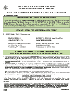 US Passport Additional Visa Pages Application