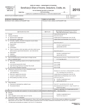 Hawaii Schedule K-1 Form N-40