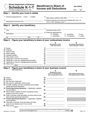 Illinois Schedule K-1-T Beneficiary Income Form