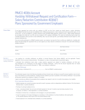 PIMCO 403(b) Hardship Withdrawal Request Form
