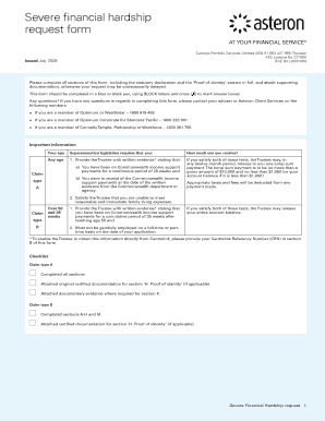 Severe Financial Hardship Request Form