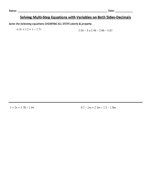 Multi-Step Equations Worksheet