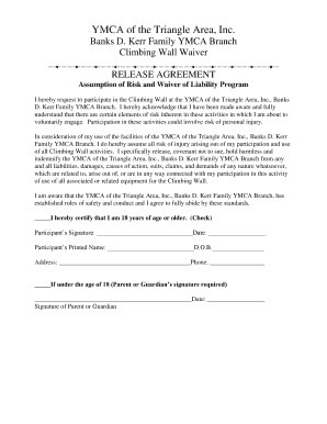 YMCA Climbing Wall Waiver