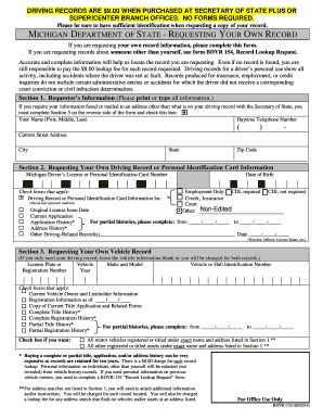 Michigan Driving Record Request Form