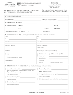 Authorization for Release of Protected Health Information