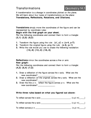 Geometry Transformations Worksheet