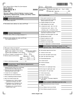 North Dakota Schedule K-1 Form 58
