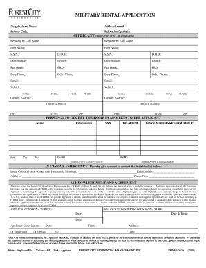 Military Rental Application