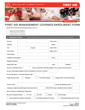 First Aid Course Enrolment Form