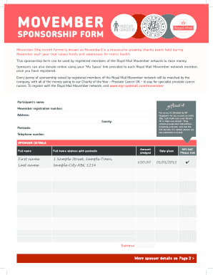 Movember Sponsorship Form