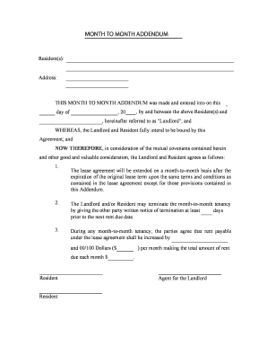 Month to Month Lease Addendum