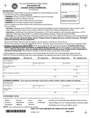 New York Salvage Vehicle Examination Application