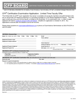 CFP Certification Examination Application