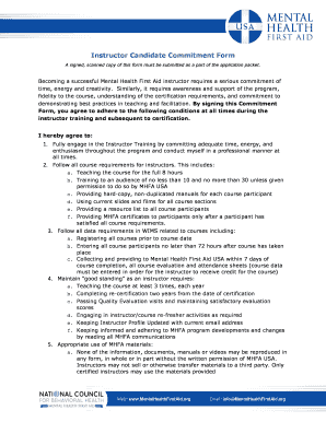 Mental Health First Aid Instructor Commitment Form