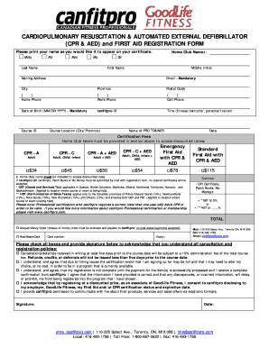 CPR and First Aid Registration Form