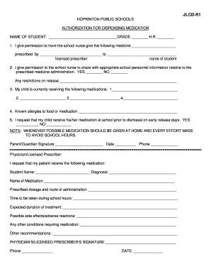 Authorization for Dispensing Medication