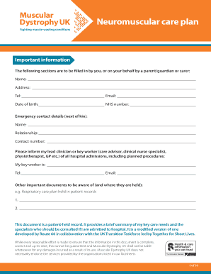 Neuromuscular Care Plan Form