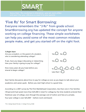 College Financing Worksheet