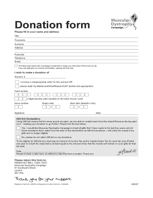 Muscular Dystrophy Donation Form