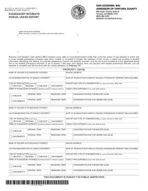 California Annual Usage Report for Taxable Possessory Interests