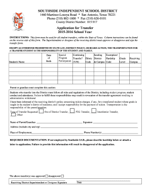 Texas Student Transfer Application