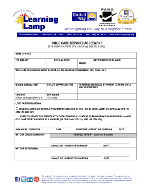 Child Care Services Agreement