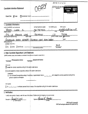 California Candidate Intention Statement