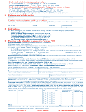Canada Life Segregated Funds Change Form