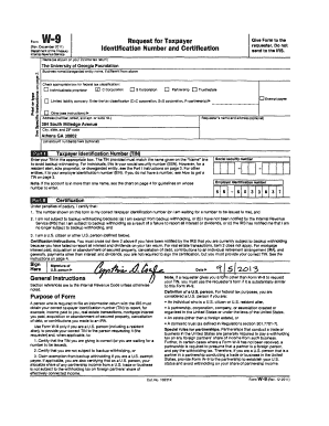 Form W-9 Request for Taxpayer Identification Number and Certification