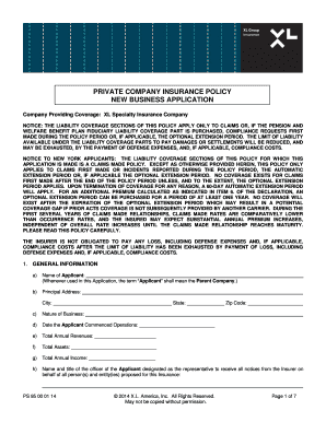 Private Company Insurance Policy Application