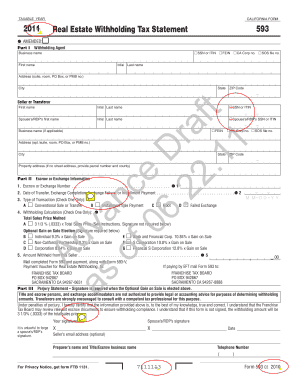 California Form 593 Real Estate Withholding Tax Statement